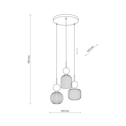 Żyrandol na lince SOPHIA 3xE14/10W/230V czarny/zielony/dymny beżowy