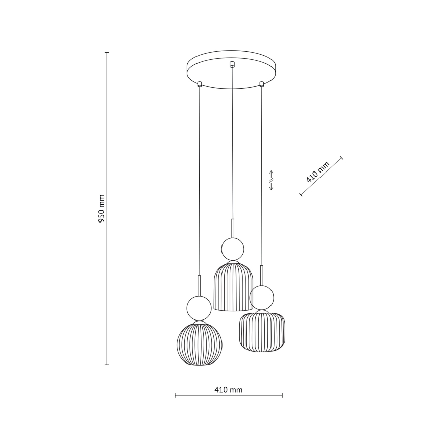 Żyrandol na lince SOPHIA 3xE14/10W/230V czarny/zielony/dymny beżowy