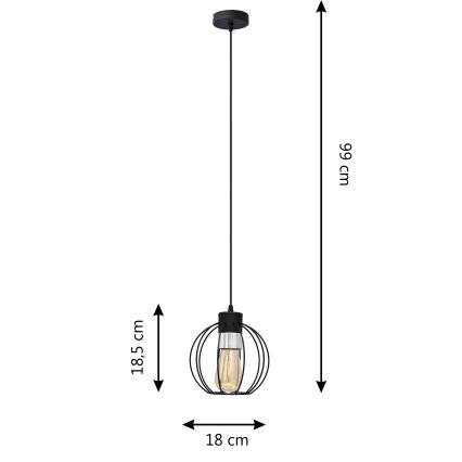 Żyrandol na lince STARLIGHT 1xE27/15W/230V czarny/srebrny