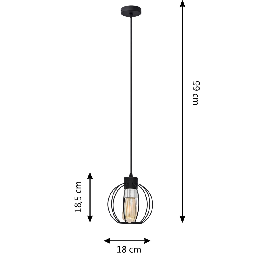 Żyrandol na lince STARLIGHT 1xE27/15W/230V czarny/srebrny