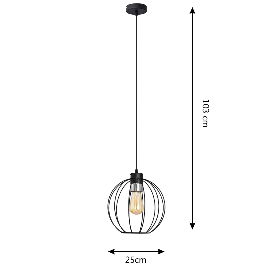 Żyrandol na lince STARLIGHT 1xE27/15W/230V czarny/srebrny