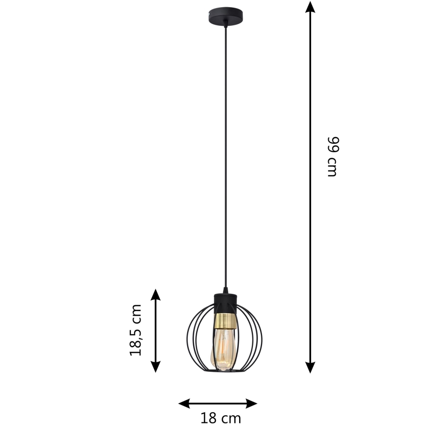 Żyrandol na lince STARLIGHT 1xE27/15W/230V czarny/złoty