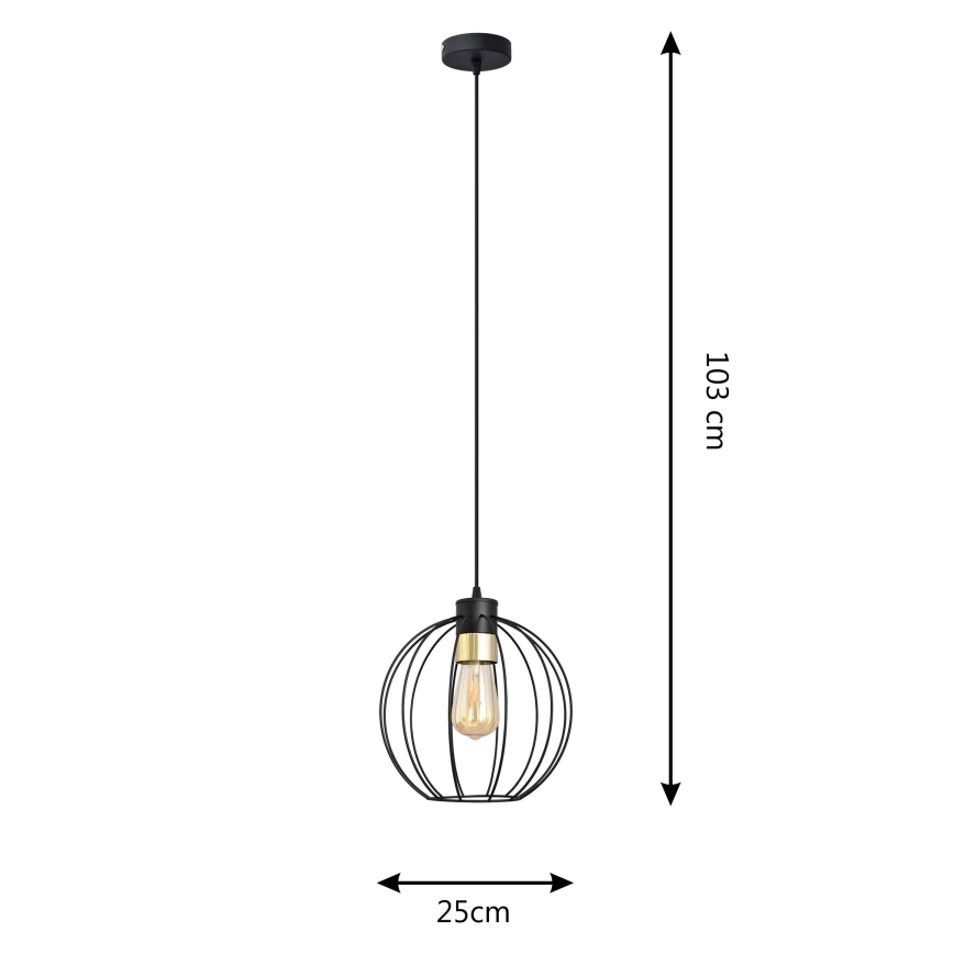 Żyrandol na lince STARLIGHT 1xE27/15W/230V czarny/złoty