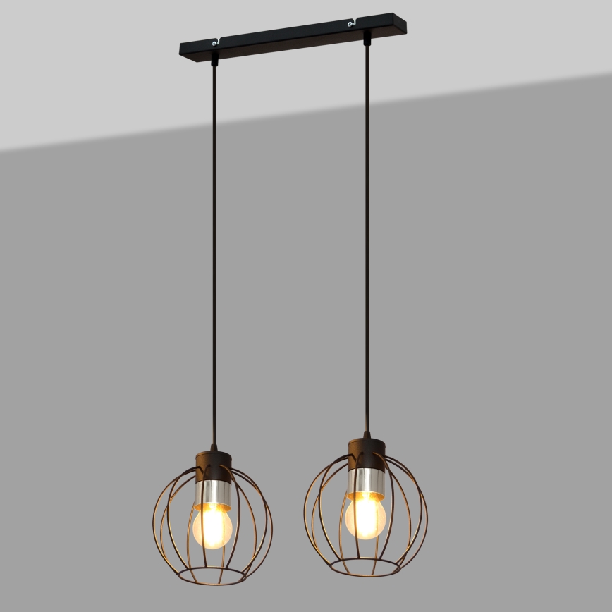 Żyrandol na lince STARLIGHT 2xE27/15W/230V czarny/srebrny