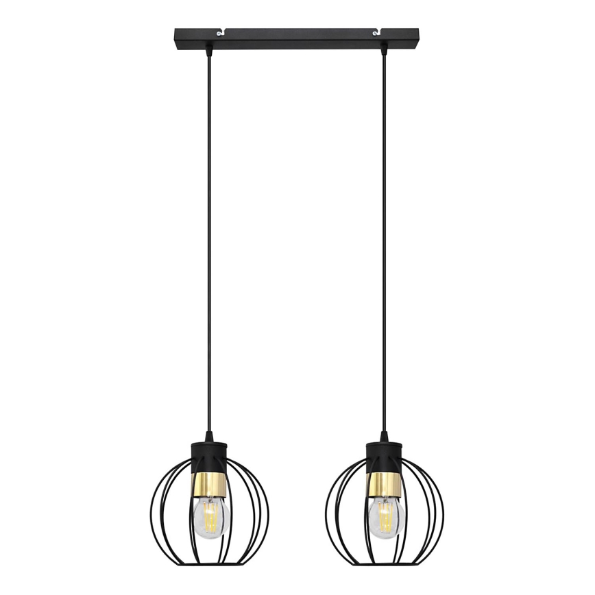 Żyrandol na lince STARLIGHT 2xE27/15W/230V czarny/złoty
