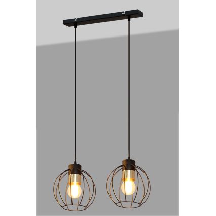 Żyrandol na lince STARLIGHT 2xE27/15W/230V czarny/złoty
