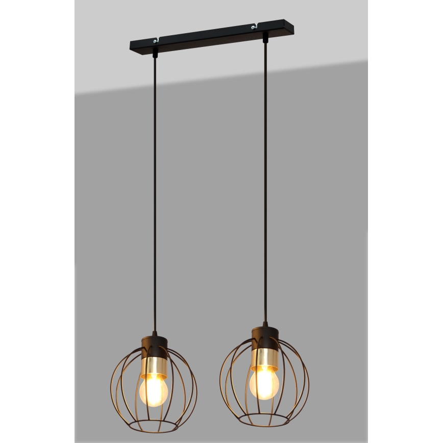 Żyrandol na lince STARLIGHT 2xE27/15W/230V czarny/złoty