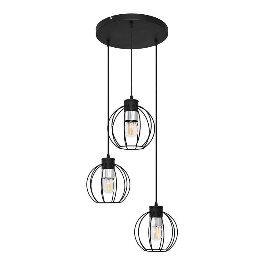 Żyrandol na lince STARLIGHT 3xE27/15W/230V czarny/srebrny