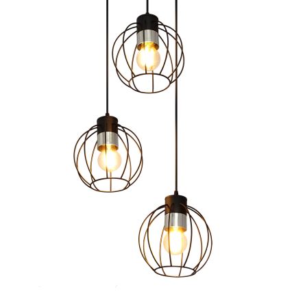 Żyrandol na lince STARLIGHT 3xE27/15W/230V czarny/srebrny