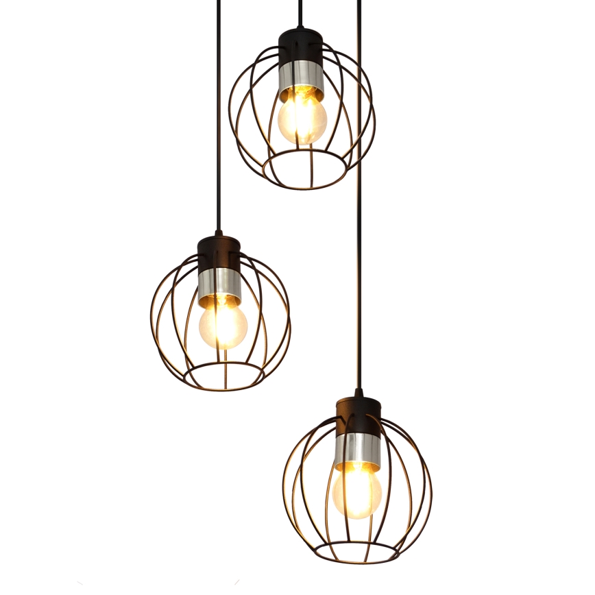 Żyrandol na lince STARLIGHT 3xE27/15W/230V czarny/srebrny