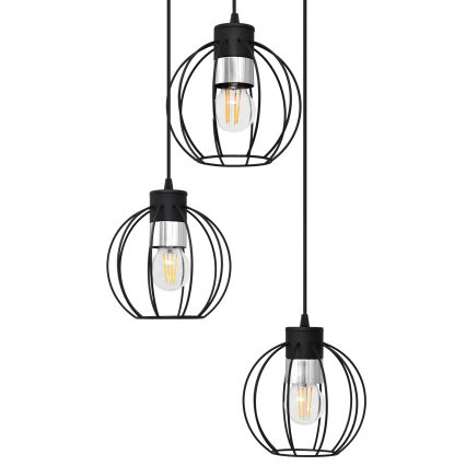 Żyrandol na lince STARLIGHT 3xE27/15W/230V czarny/srebrny