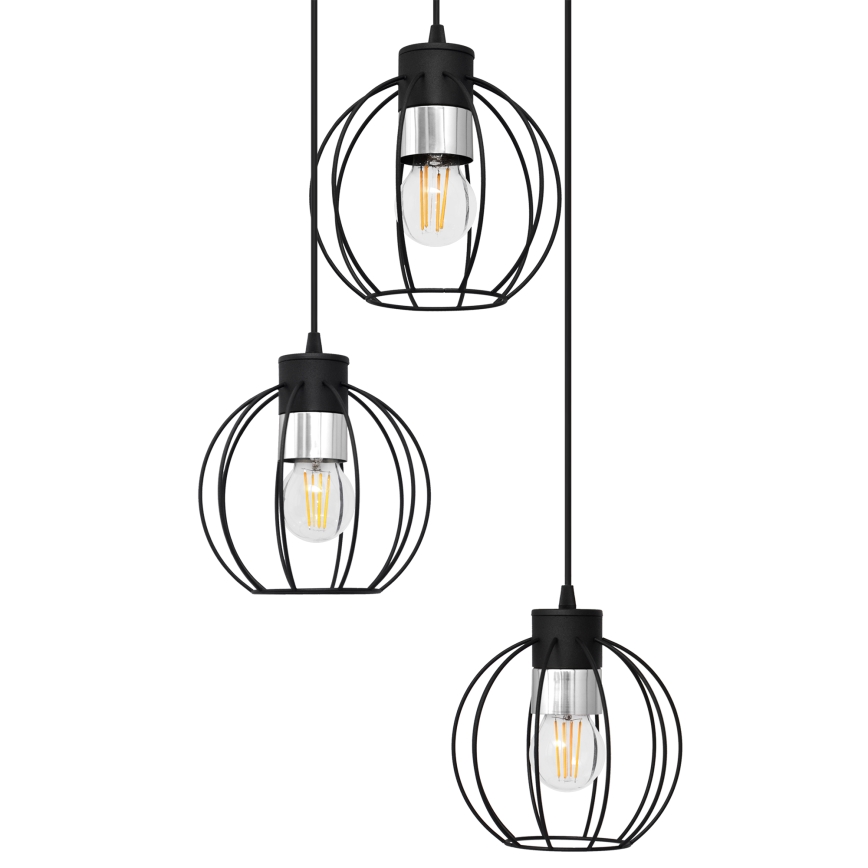 Żyrandol na lince STARLIGHT 3xE27/15W/230V czarny/srebrny