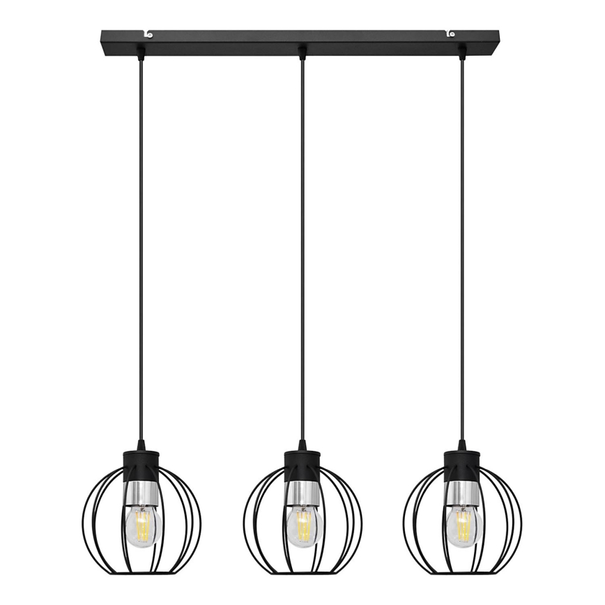 Żyrandol na lince STARLIGHT 3xE27/15W/230V czarny/srebrny