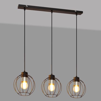 Żyrandol na lince STARLIGHT 3xE27/15W/230V czarny/srebrny