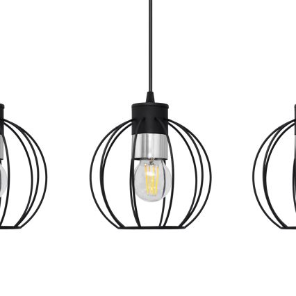 Żyrandol na lince STARLIGHT 3xE27/15W/230V czarny/srebrny