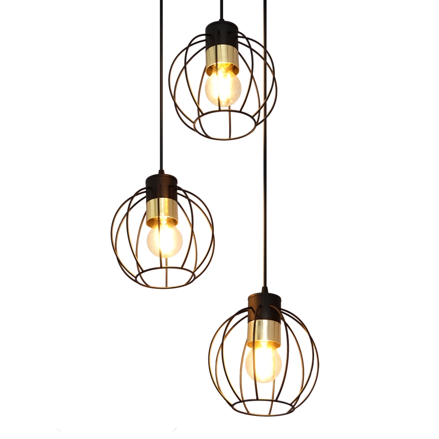 Żyrandol na lince STARLIGHT 3xE27/15W/230V czarny/złoty