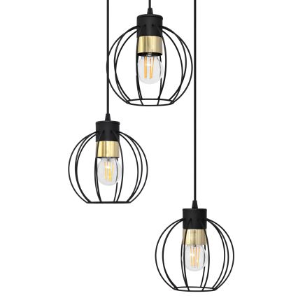 Żyrandol na lince STARLIGHT 3xE27/15W/230V czarny/złoty