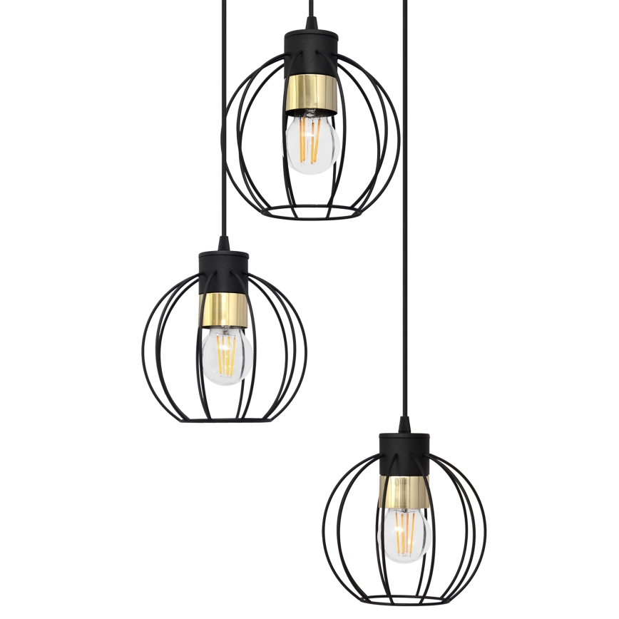 Żyrandol na lince STARLIGHT 3xE27/15W/230V czarny/złoty