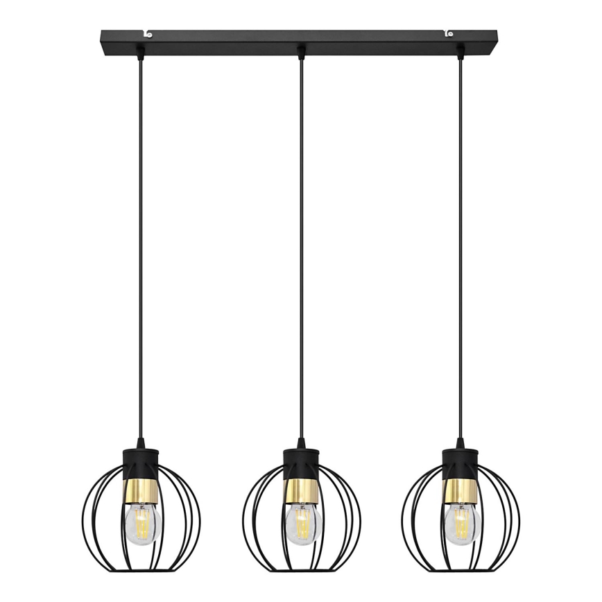 Żyrandol na lince STARLIGHT 3xE27/15W/230V czarny/złoty