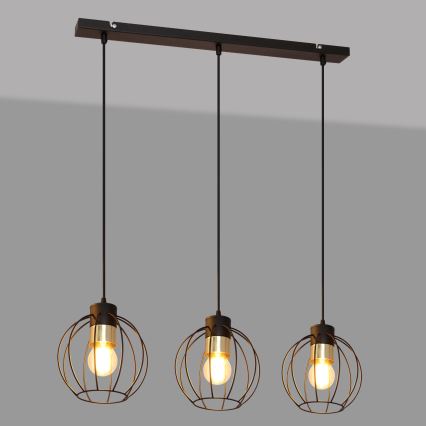 Żyrandol na lince STARLIGHT 3xE27/15W/230V czarny/złoty