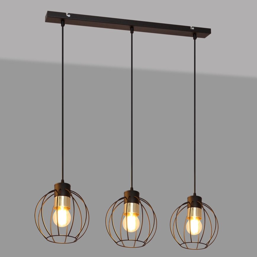 Żyrandol na lince STARLIGHT 3xE27/15W/230V czarny/złoty