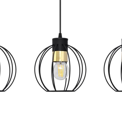 Żyrandol na lince STARLIGHT 3xE27/15W/230V czarny/złoty