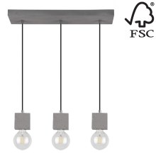 Żyrandol na lince STRONG 3xE27/60W/230V beton - certyfikat FSC