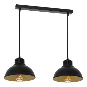 Żyrandol na lince SVEN 2xE27/15W/230V czarny/złoty