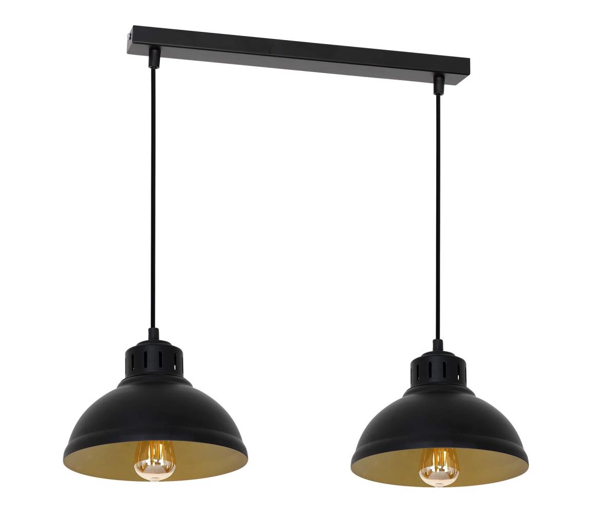 Żyrandol na lince SVEN 2xE27/15W/230V czarny/złoty