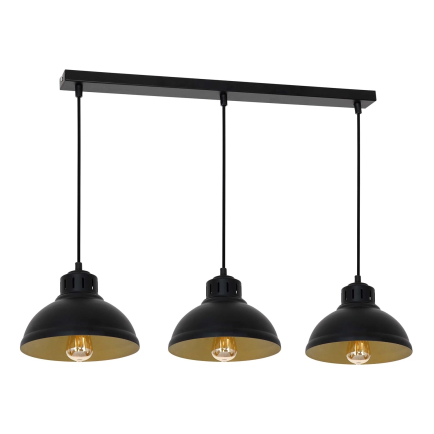 Żyrandol na lince SVEN 3xE27/15W/230V czarny/złoty