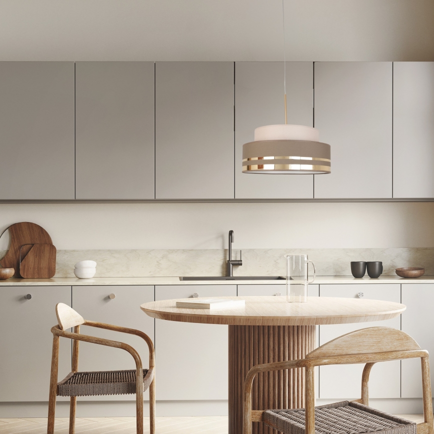 Żyrandol na lince TAMI 1xE27/60W/230V beżowy/brązowy/złoty