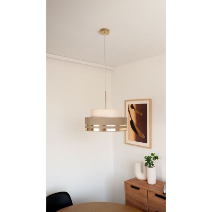 Żyrandol na lince TAMI 1xE27/60W/230V beżowy/brązowy/złoty