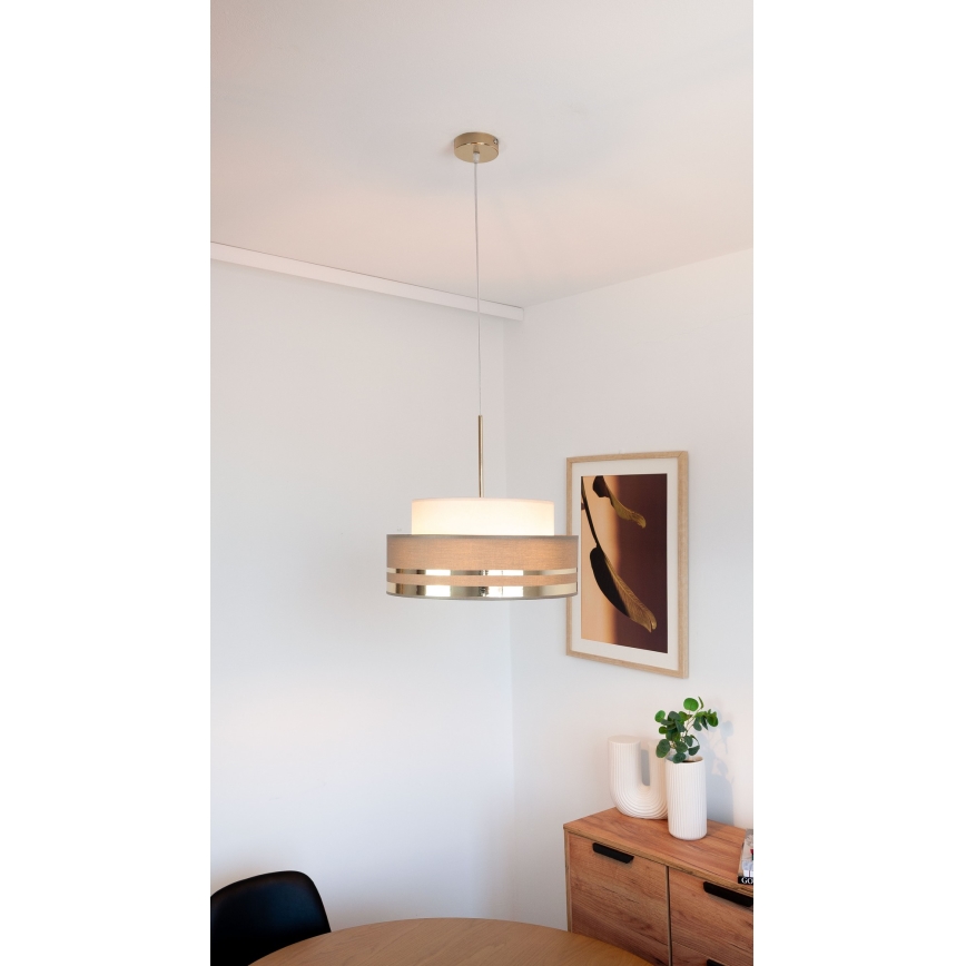 Żyrandol na lince TAMI 1xE27/60W/230V beżowy/brązowy/złoty
