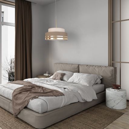 Żyrandol na lince TAMI 1xE27/60W/230V śr. 40 cm beżowy/brązowy/złoty