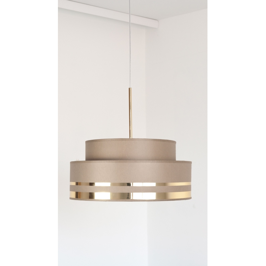 Żyrandol na lince TAMI 1xE27/60W/230V śr. 40 cm brązowy/złoty