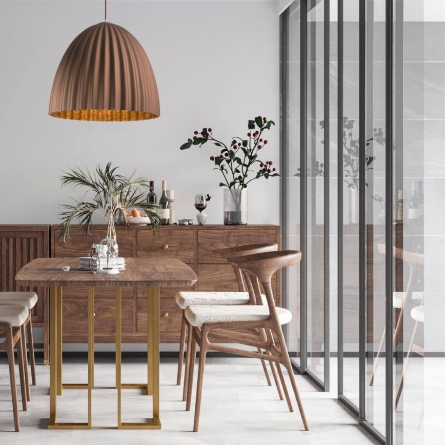 Żyrandol na lince TELMA 1xE27/60W/230V śr. 70 cm brązowy/złoty