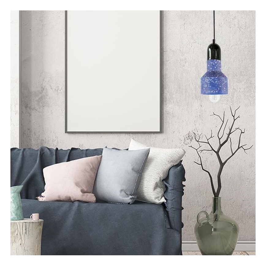 Żyrandol na lince TERRAZZO 1xE27/60W/230V śr. 12 cm niebieski