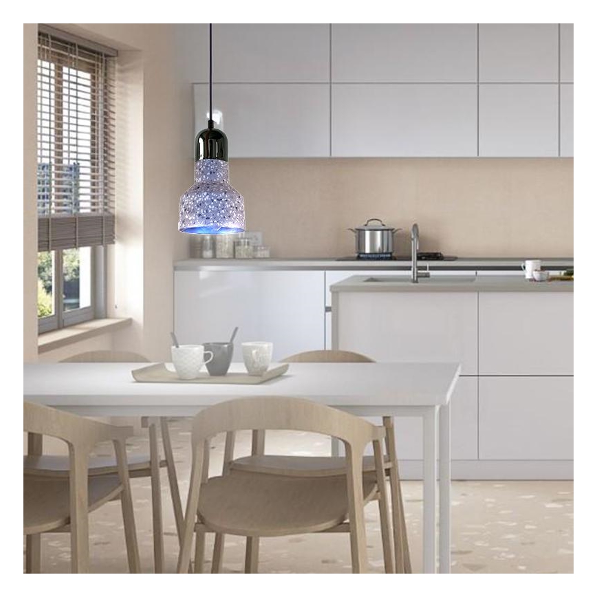 Żyrandol na lince TERRAZZO 1xE27/60W/230V śr. 12 cm szary