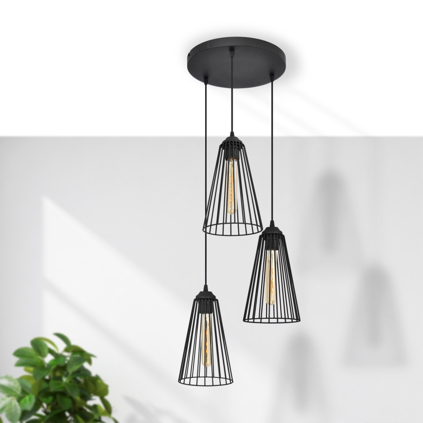 Żyrandol na lince TORRI 3xE27/15W/230V czarny