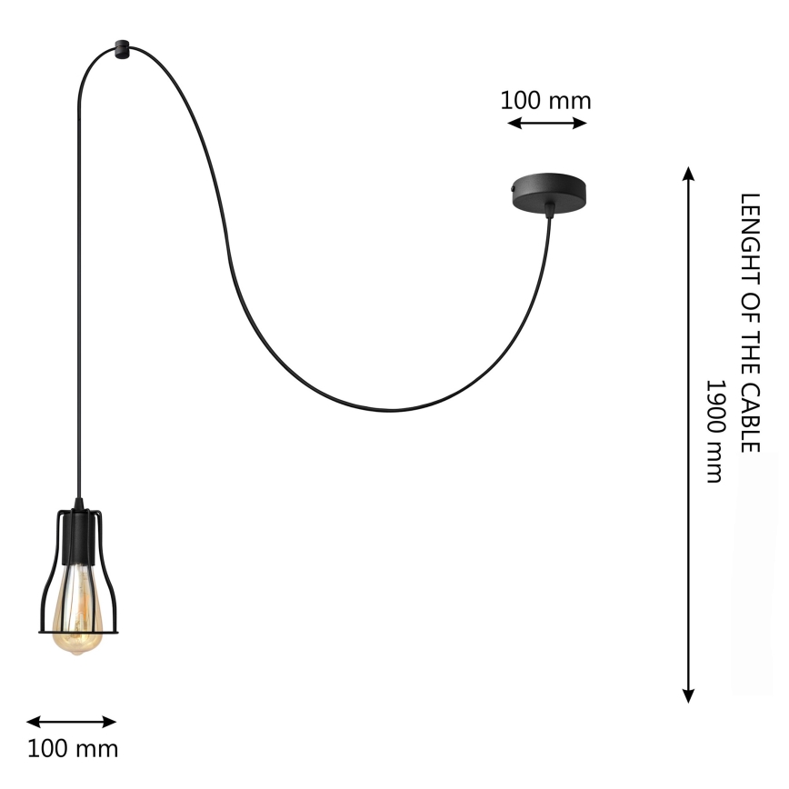 Żyrandol na lince TUBE 1xE27/15W/230V czarny