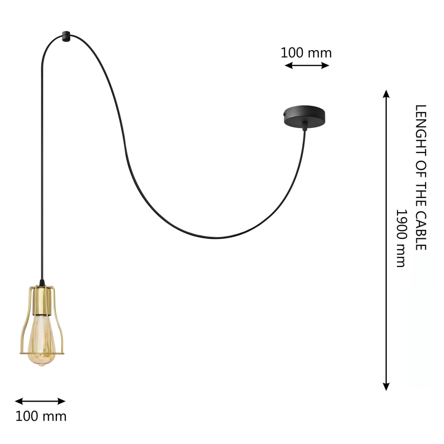 Żyrandol na lince TUBE 1xE27/15W/230V czarny/złoty