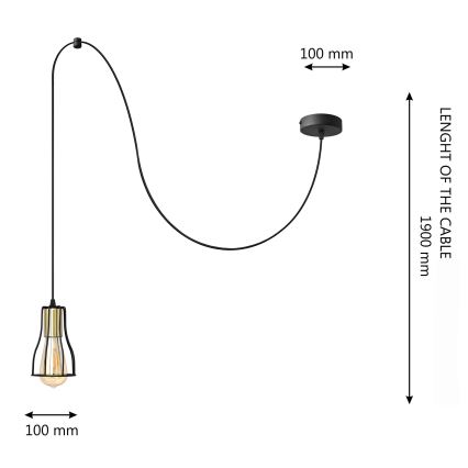 Żyrandol na lince TUBE 1xE27/15W/230V czarny/złoty