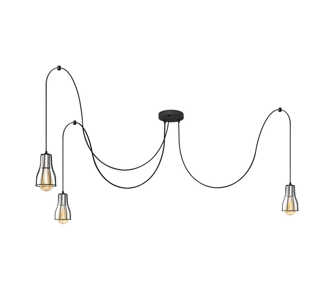 Żyrandol na lince TUBE 3xE27/10W/230V pająk czarny/chrom