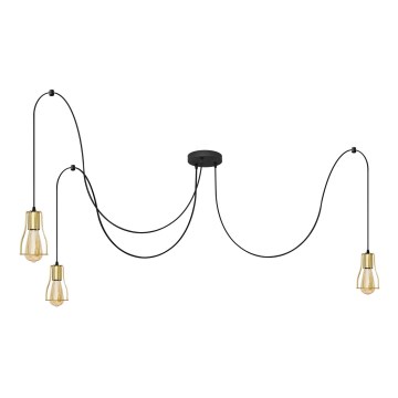 Żyrandol na lince TUBE 3xE27/10W/230V pająk czarny/złoty