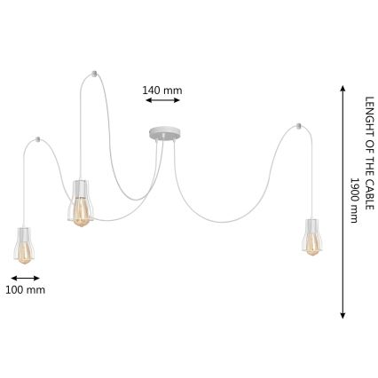 Żyrandol na lince TUBE 3xE27/15W/230V pająk biały