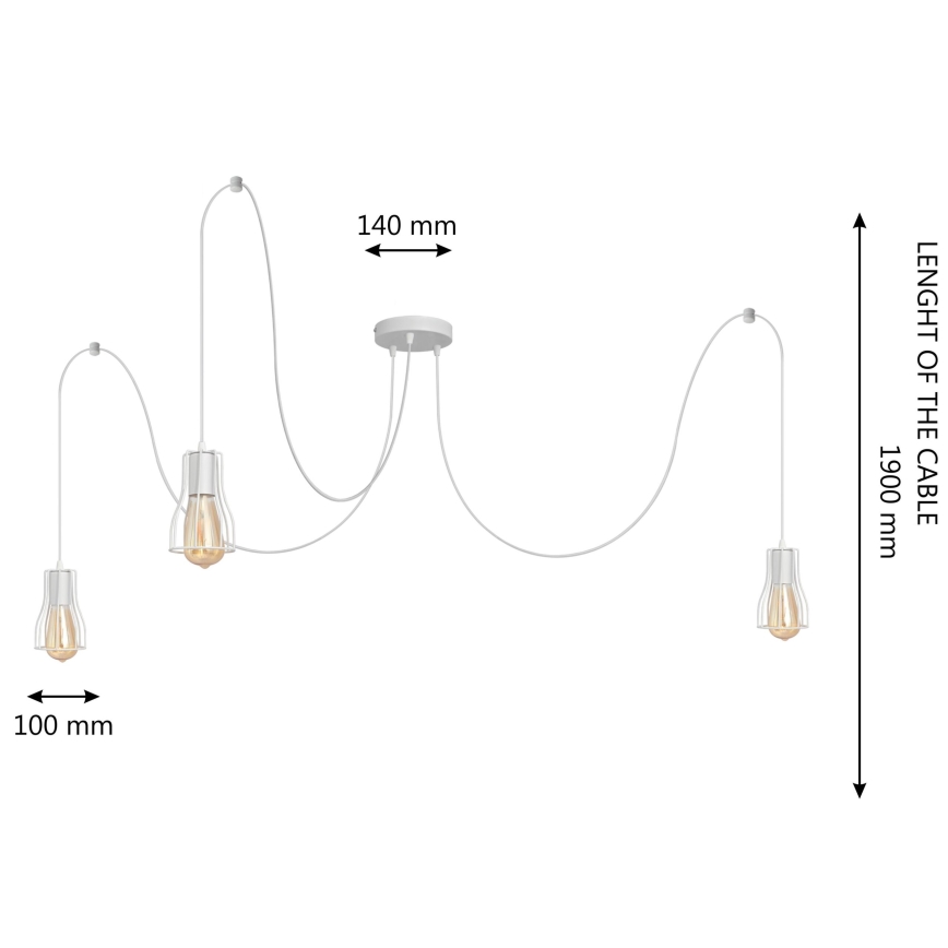 Żyrandol na lince TUBE 3xE27/15W/230V pająk biały