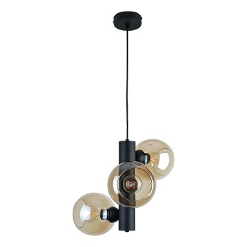 Żyrandol na lince TUBE 3xE27/60W/230V czarny/dymna beżowy