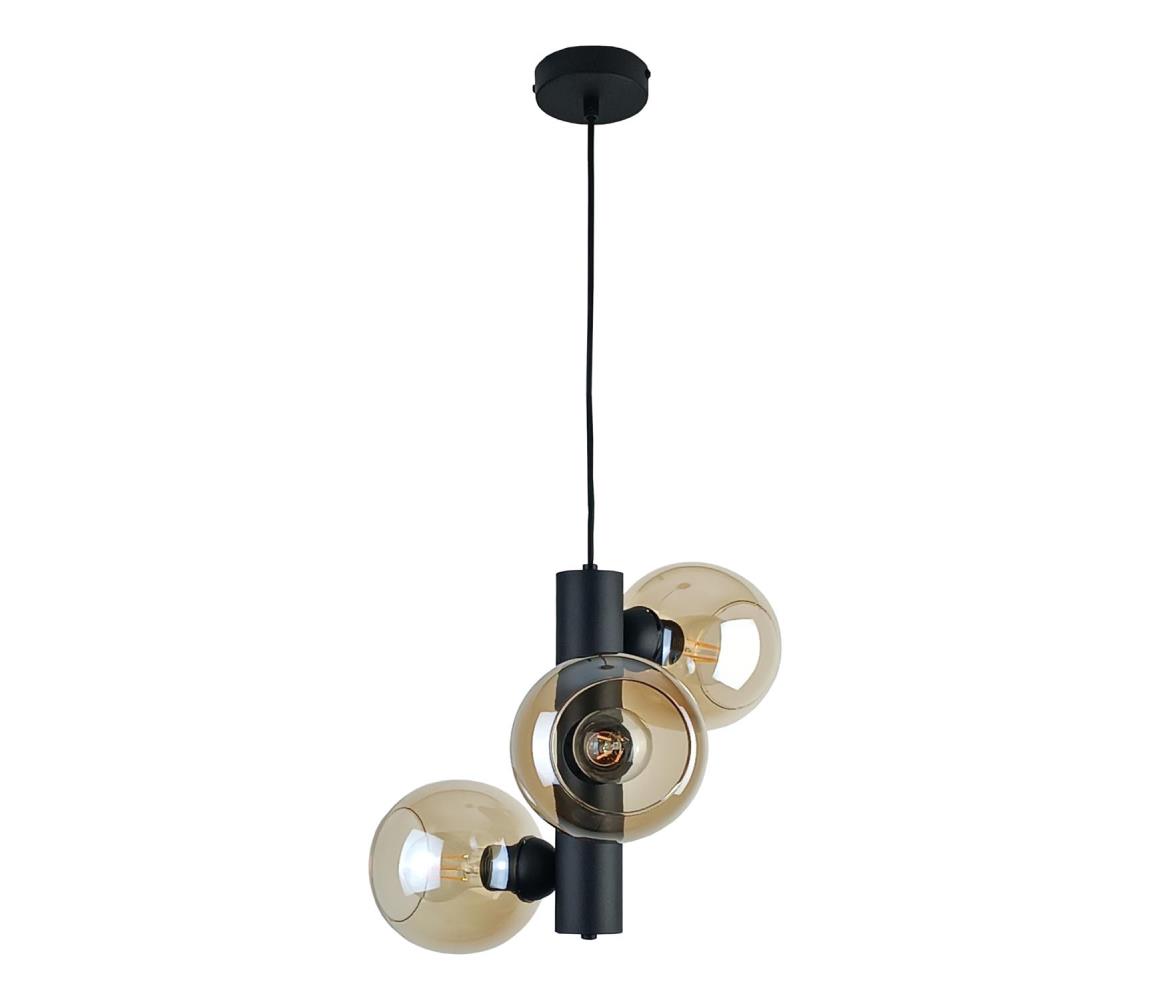 Żyrandol na lince TUBE 3xE27/60W/230V czarny/dymna beżowy