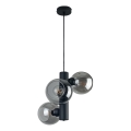 Żyrandol na lince TUBE 3xE27/60W/230V czarny/dymna czarny