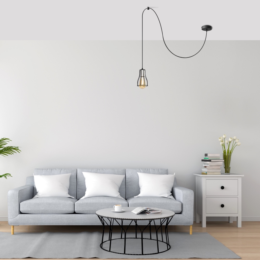 Żyrandol na lince TUBE LONG 1xE27/15W/230V czarny/chrom błyszczący